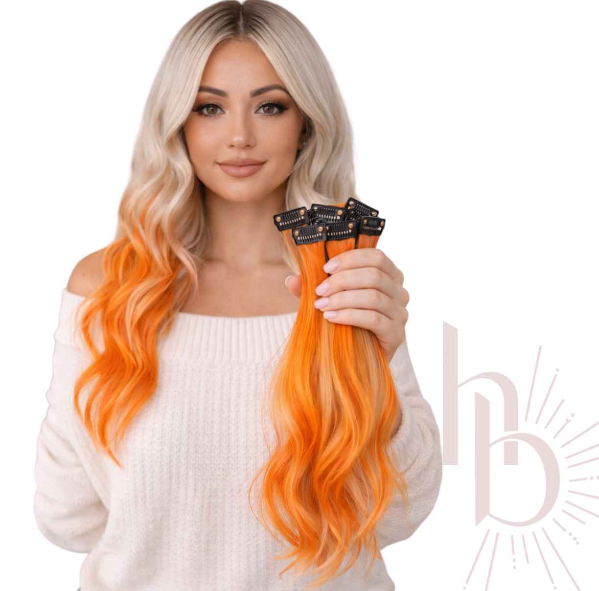 Clip in extensions set - oranje - De haarboetiek