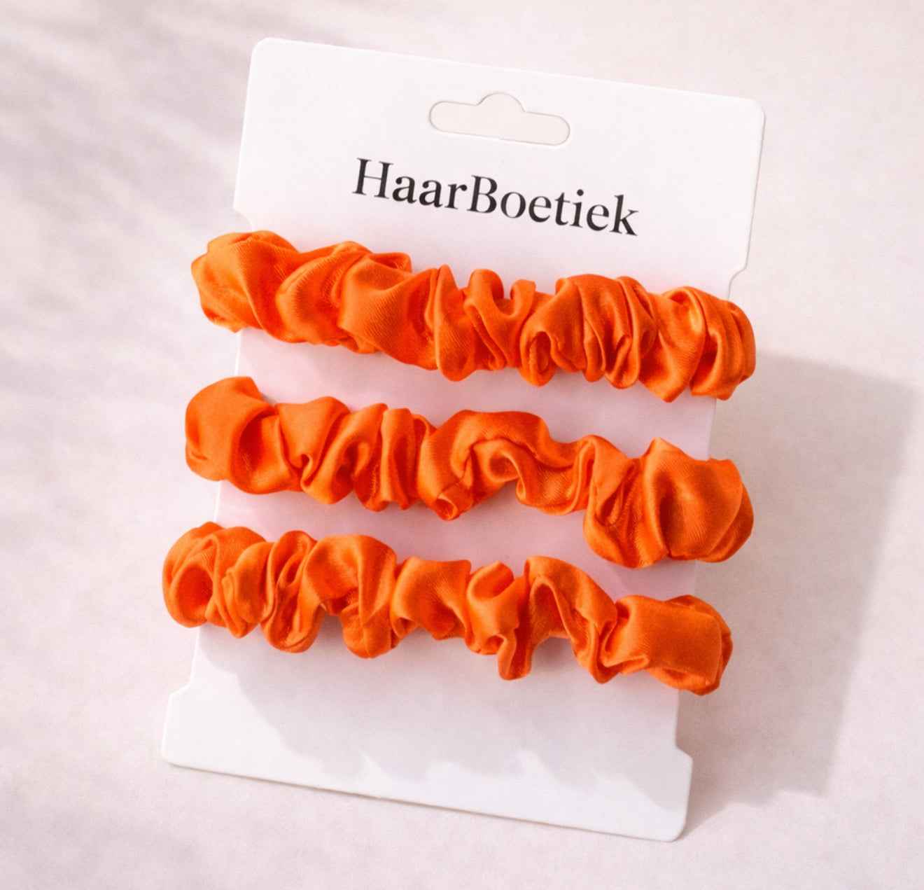 Scrunchies set S oranje satijn - de haarboetiek