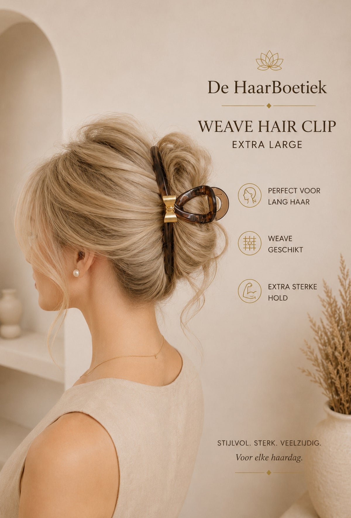Weave haarklem XL elegant haaraccessoire - De HaarBoetiek