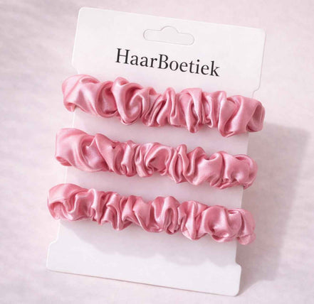 Haar scruncies set licht roze - de haarboetiek