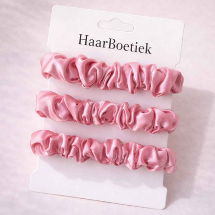 Haar scruncies set licht roze - de haarboetiek