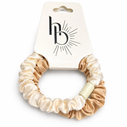 Silk haarelastiek set beige goud - De HaarBoetiek