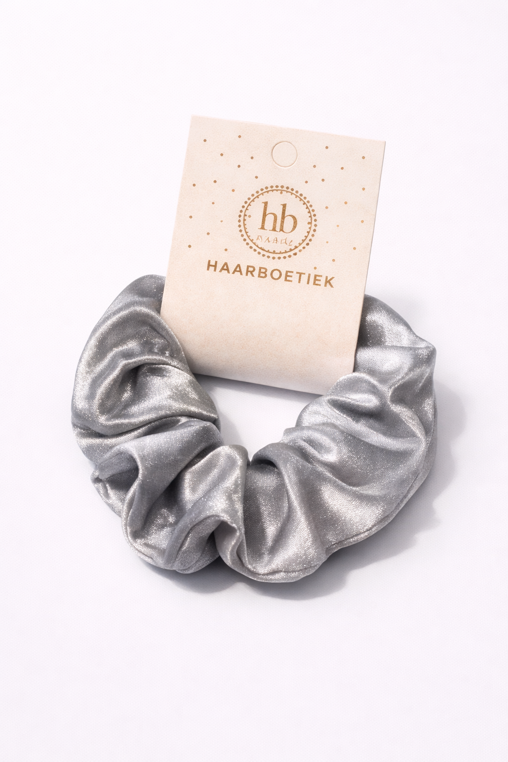Srunchie shine zilver satijn XL - De HaarBoetiek