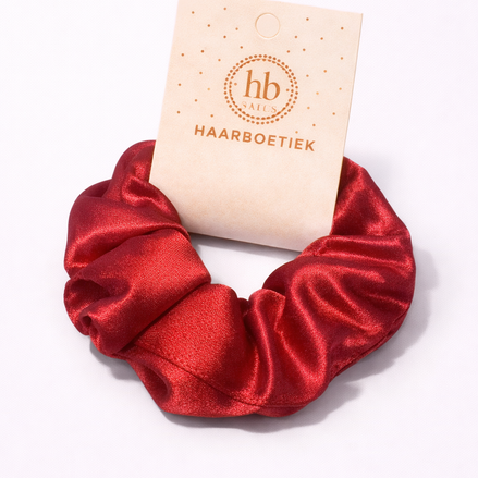 Srunchie shine rood satijn XL - De HaarBoetiek