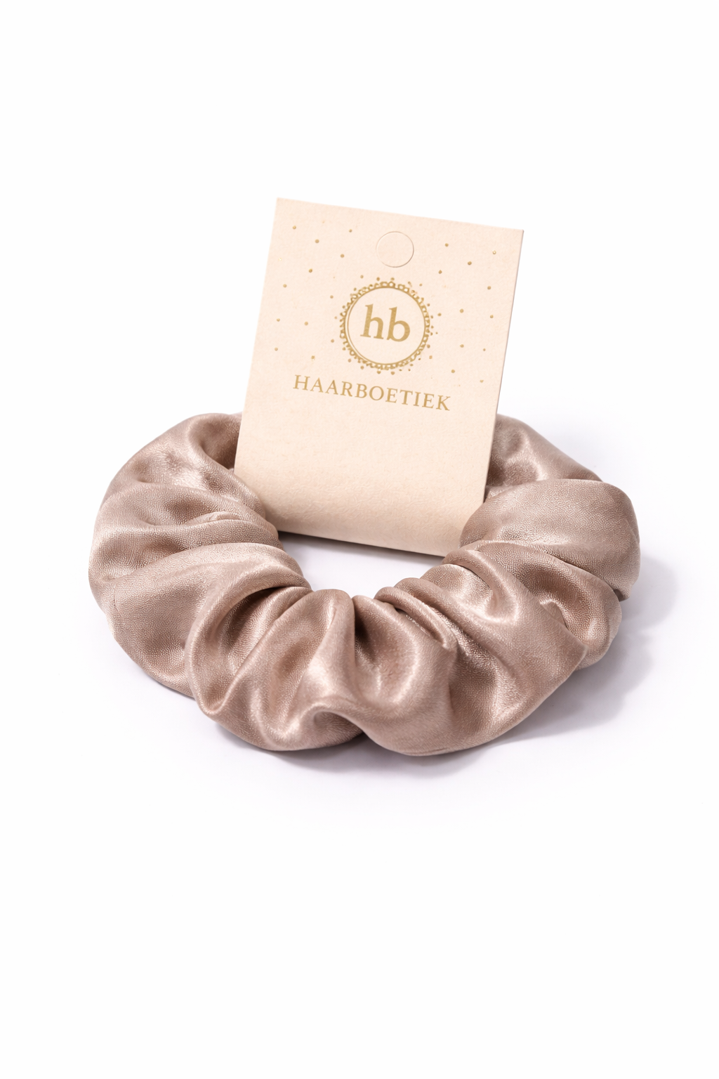 Scrunchie taupe shine satijn XL - De HaarBoetiek