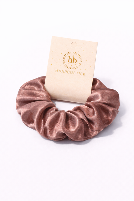 Scrunchie shine rosé - satijn - XL
