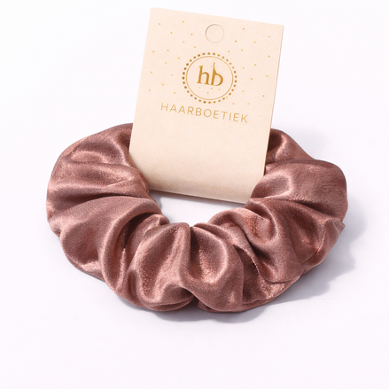 Scrunchie shine rosé satijn XL - De HaarBoetiek