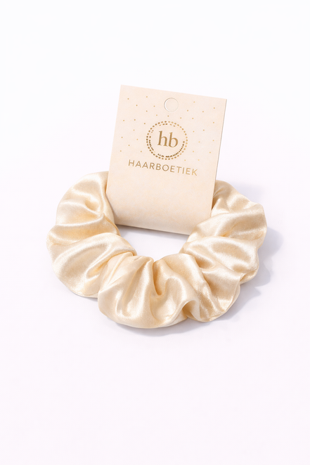 Srunchie champagne goud shine - satijn - XL