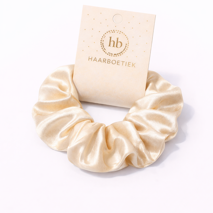 Srunchie champagne goud shine satijn XL - De HaarBoetiek