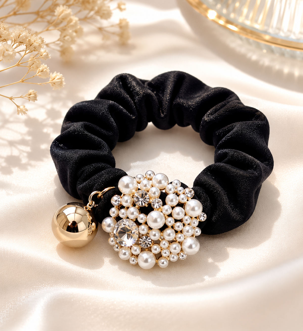 Srunchie premium zwart pearl