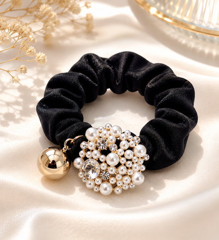 Srunchie premium zwart pearl