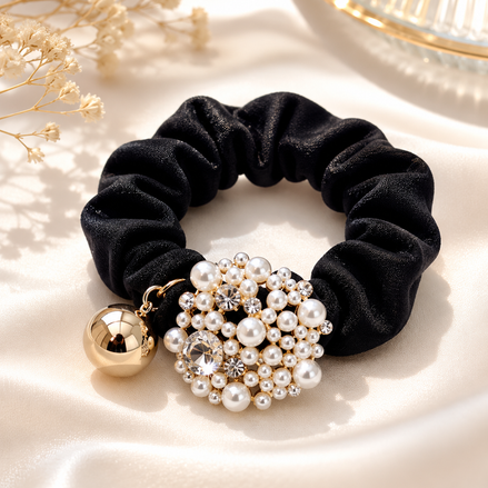 Srunchie premium zwart pearl