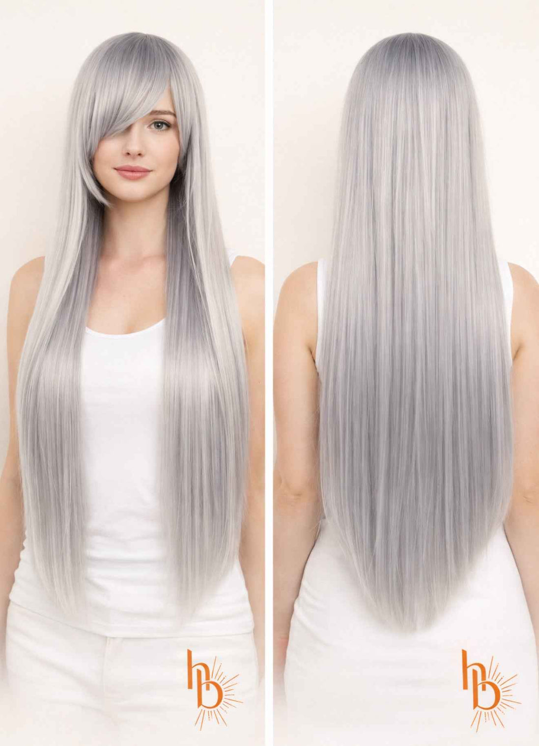 Premium dames pruik stijl zilver | De haarboetiek | 80 cm