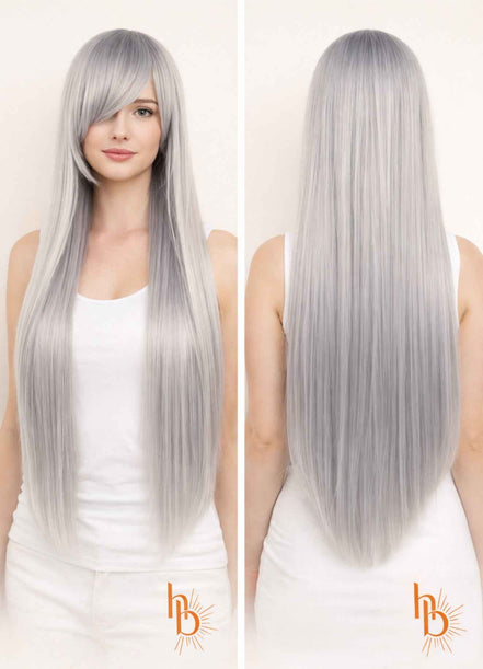 Premium dames pruik stijl zilver | De haarboetiek | 80 cm