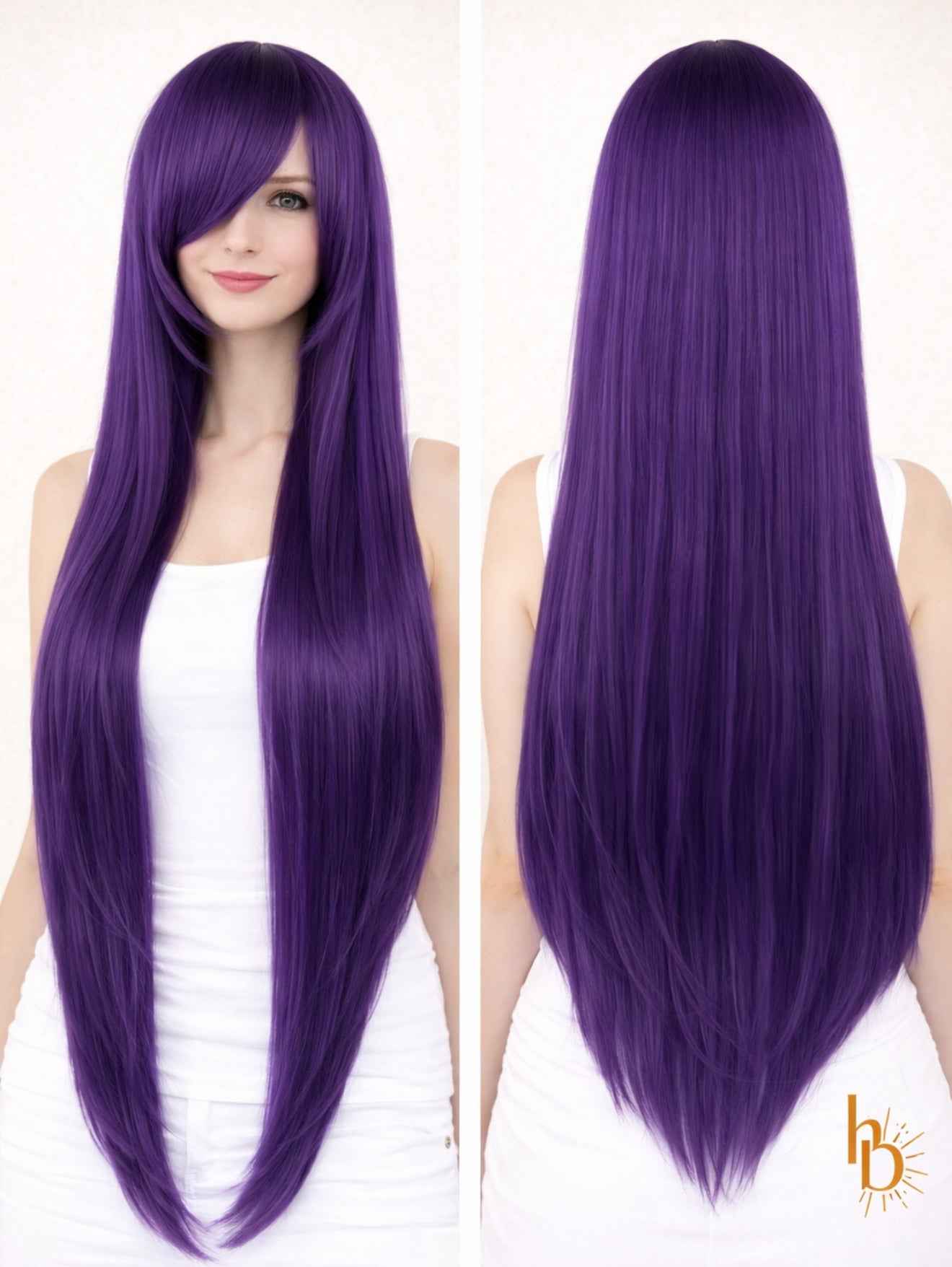 Premium dames pruik donker paars stijl | De haarboetiek | 80 cm
