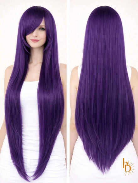 Premium dames pruik donker paars stijl | De haarboetiek | 80 cm