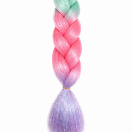 Premium shine invlecht haar lila-roze-mint - De HaarBoetiek