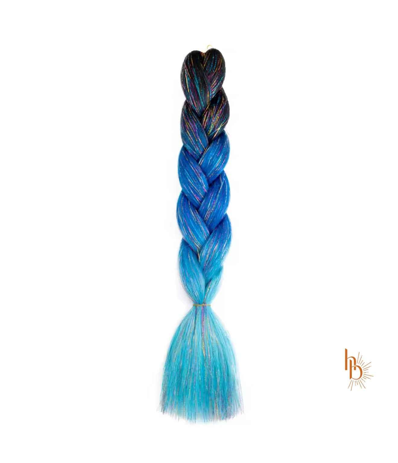 Premium shine invlecht haar blauw-licht blauw - De HaarBoetiek