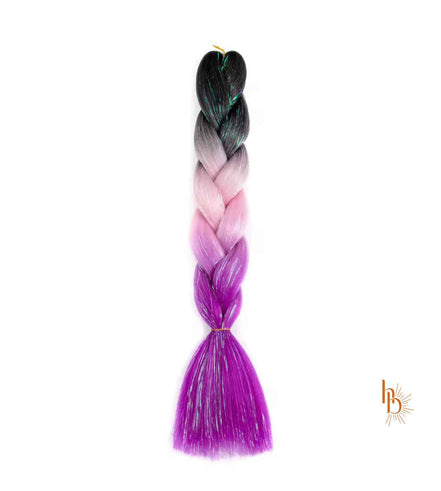 Premium invlecht haar mermaid donker paars - roze | De haarboetiek