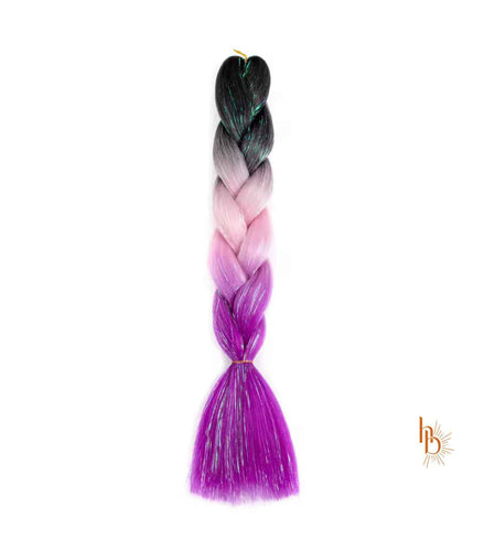 Premium invlecht haar mermaid donker paars-roze - De HaarBoetiek