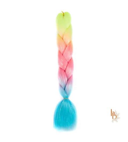 Premium shine invlecht haar neon regenboog | De haarboetiek