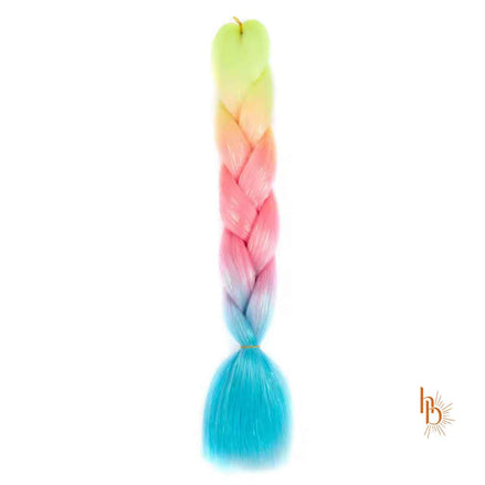 Premium shine invlecht haar neon regenboog - De HaarBoetiek