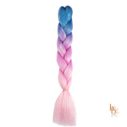 Premium shine invlecht haar blauw-roze - De HaarBoetiek