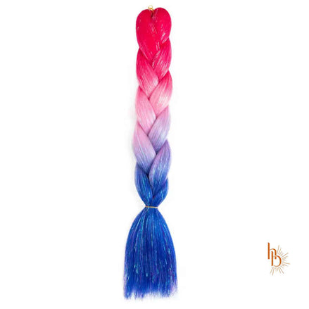 Premium shine invlecht haar rood-blauw Koningsdag - De HaarBoetiek