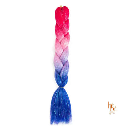 Premium shine invlecht haar rood-blauw Koningsdag - De HaarBoetiek