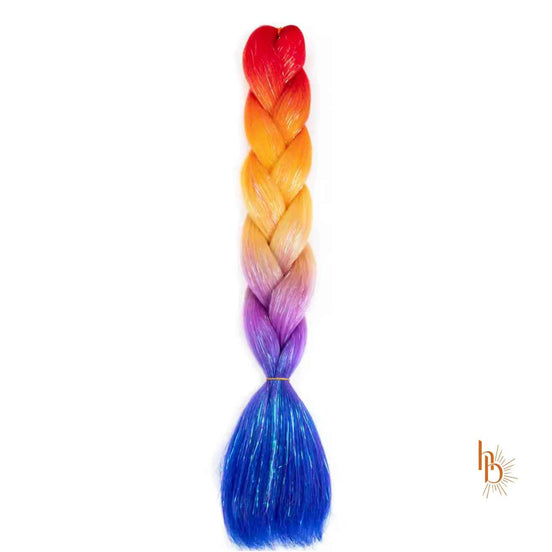 Premium shine invlecht haar regenboog blauw - De HaarBoetiek