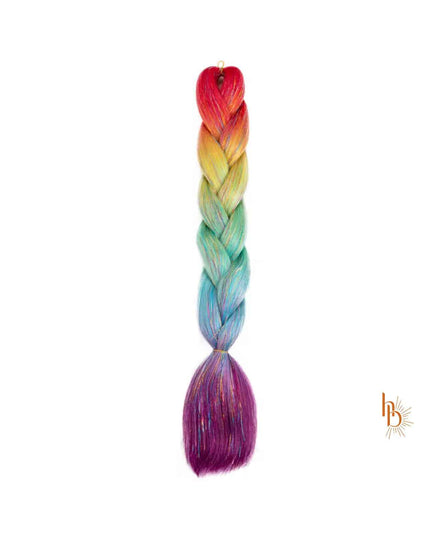 Premiums shine invlecht haar regenboog donker | De haarboetiek