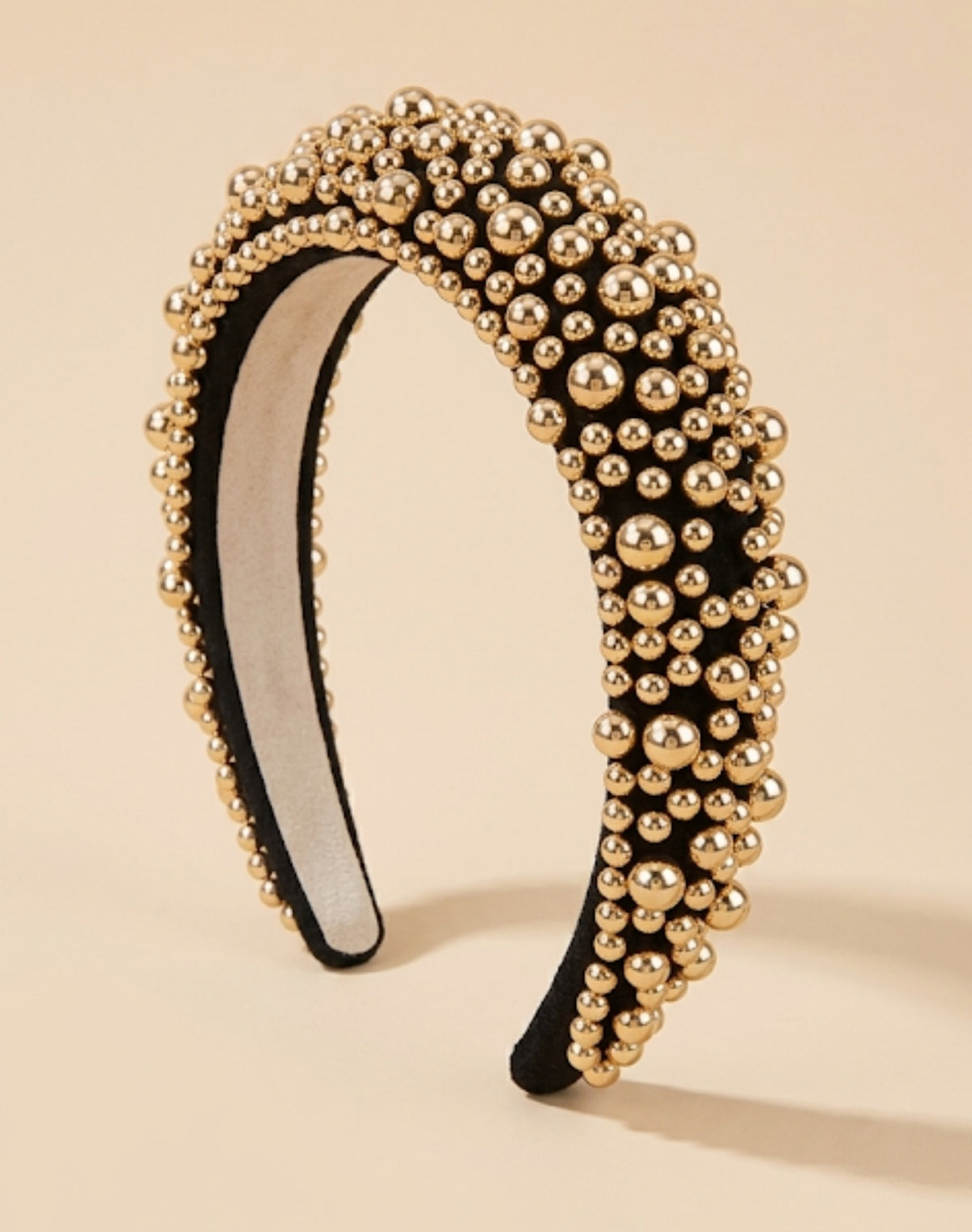 Luxe zwart & goud parel haarband – De HaarBoetiek