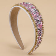 Luxe kristallen haarband roze zilver – De HaarBoetiek