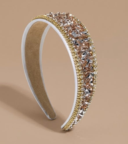 Luxe kristallen haarband champagne goud – De HaarBoetiek