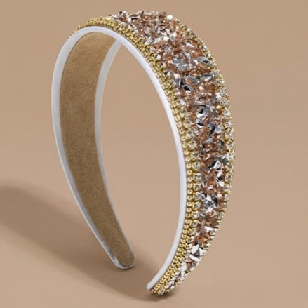 Luxe kristallen haarband champagne goud – De HaarBoetiek