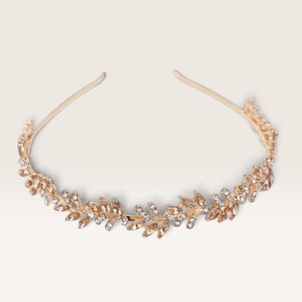 Haarband Goud – Champagne Kristallen – elegante dames haaraccessoire