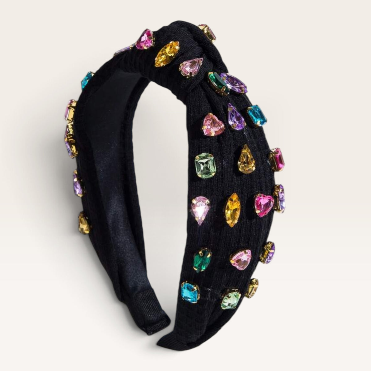 zwarte haarband met multicolor strassstenen – dames haaraccessoire
