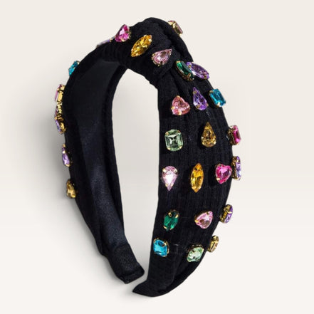 zwarte haarband met multicolor strassstenen – dames haaraccessoire