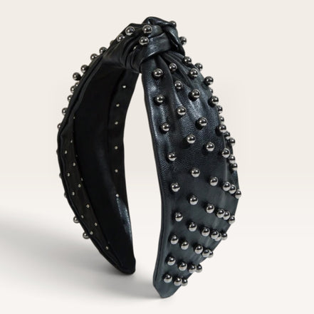 zwarte haarband met metallic parels – dames haaraccessoire