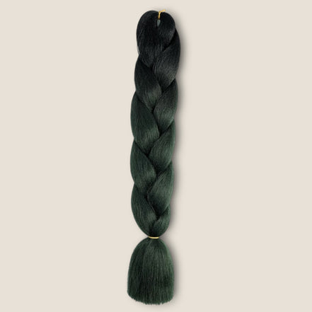 Ombre Invlechthaar – Zwart naar Donkergroen – vlechthaar voor braids