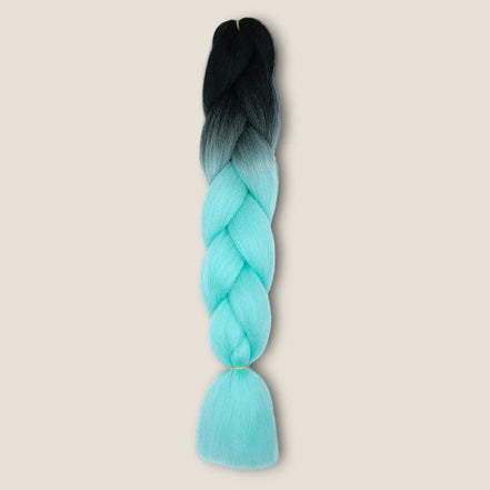 Ombre Invlechthaar – Zwart naar Turquoise – vlechthaar voor braids