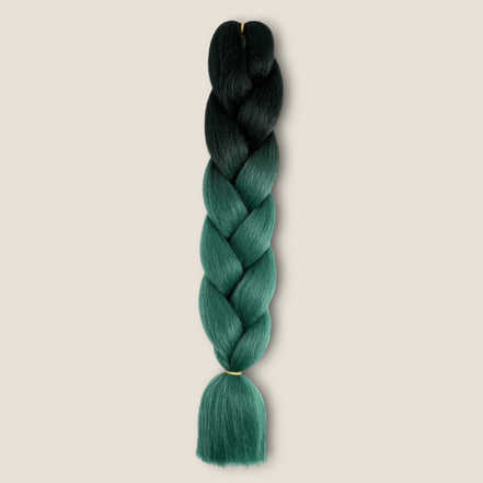 Ombre Invlechthaar – Zwart naar Petrolgroen – vlechthaar voor braids