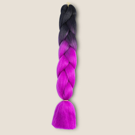 Ombre Invlechthaar – Zwart naar Fuchsia – vlechthaar voor braids