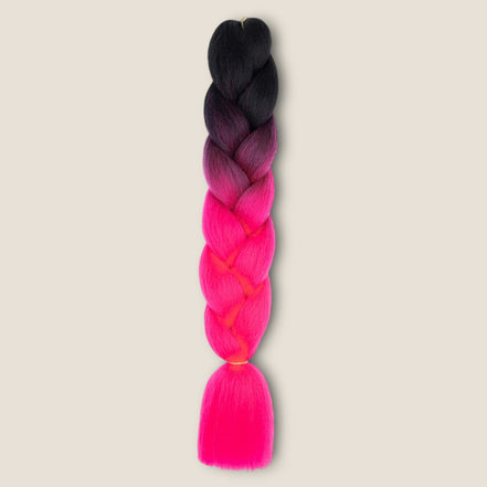 Ombre Invlechthaar – Zwart naar Neon Roze – vlechthaar voor braids