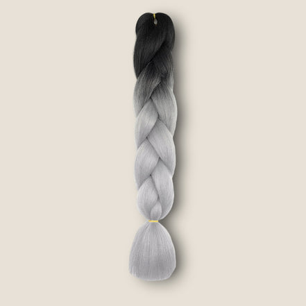 Ombre Invlechthaar – Zwart naar Lichtgrijs – ombre vlechthaar voor braids