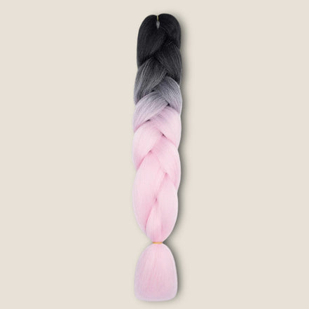 Ombre Invlechthaar – Zwart Grijs naar Lichtroze – synthetisch vlechthaar voor braids
