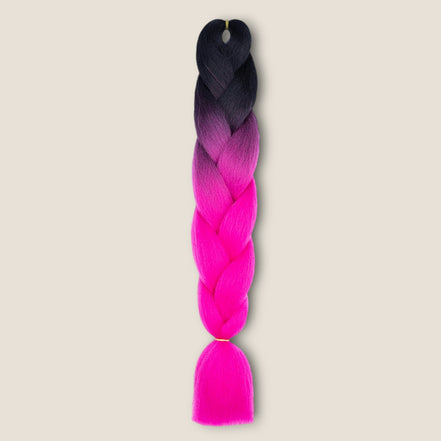 Ombre Invlechthaar – Zwart naar Neon Roze – synthetisch vlechthaar voor braids