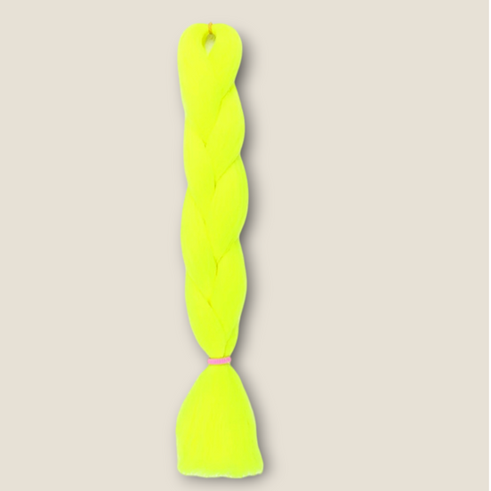 Glow in the Dark Invlechthaar 60 cm – Neon Geel – synthetisch vlechthaar voor braids