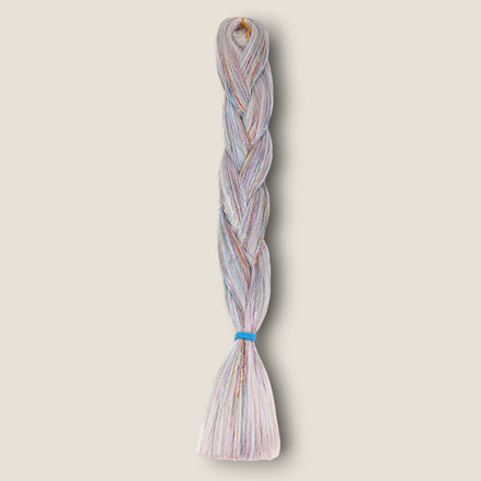 Glitter invlechthaar – Multicolor Zilver – synthetisch vlechthaar met glitter voor braids