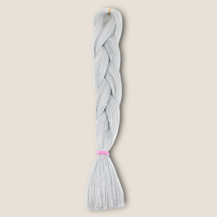 Glitter invlechthaar – Wit/Zilver – synthetisch vlechthaar met glitter voor braids